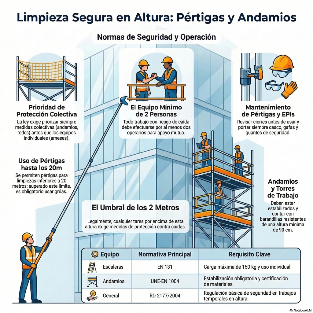 215. Limpieza en altura con pértigas o andamios