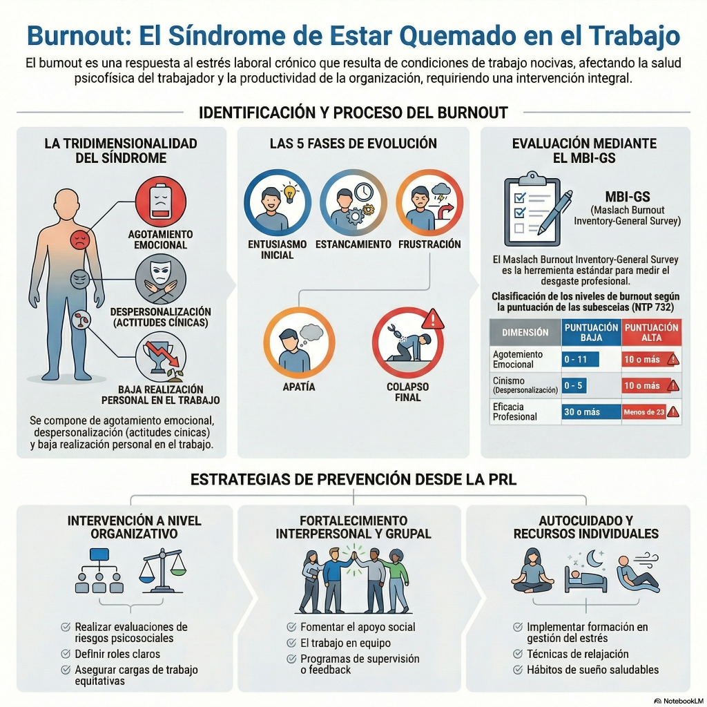 226. Burnout: definición, fases, evaluación y prevención desde la PRL (NTP 704/705/732)