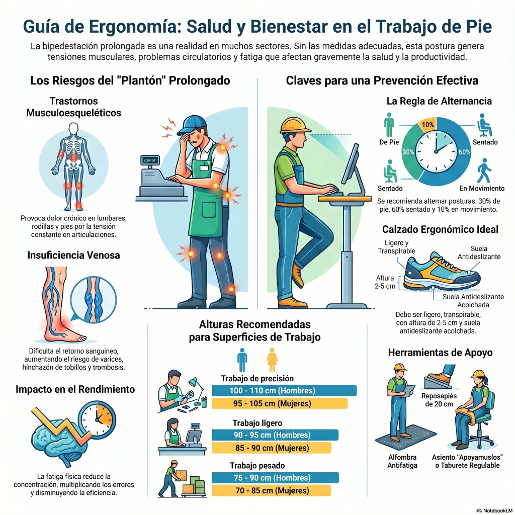 231. Ergonomía en el trabajo de pie prolongado: cajeras, operarios, vigilantes