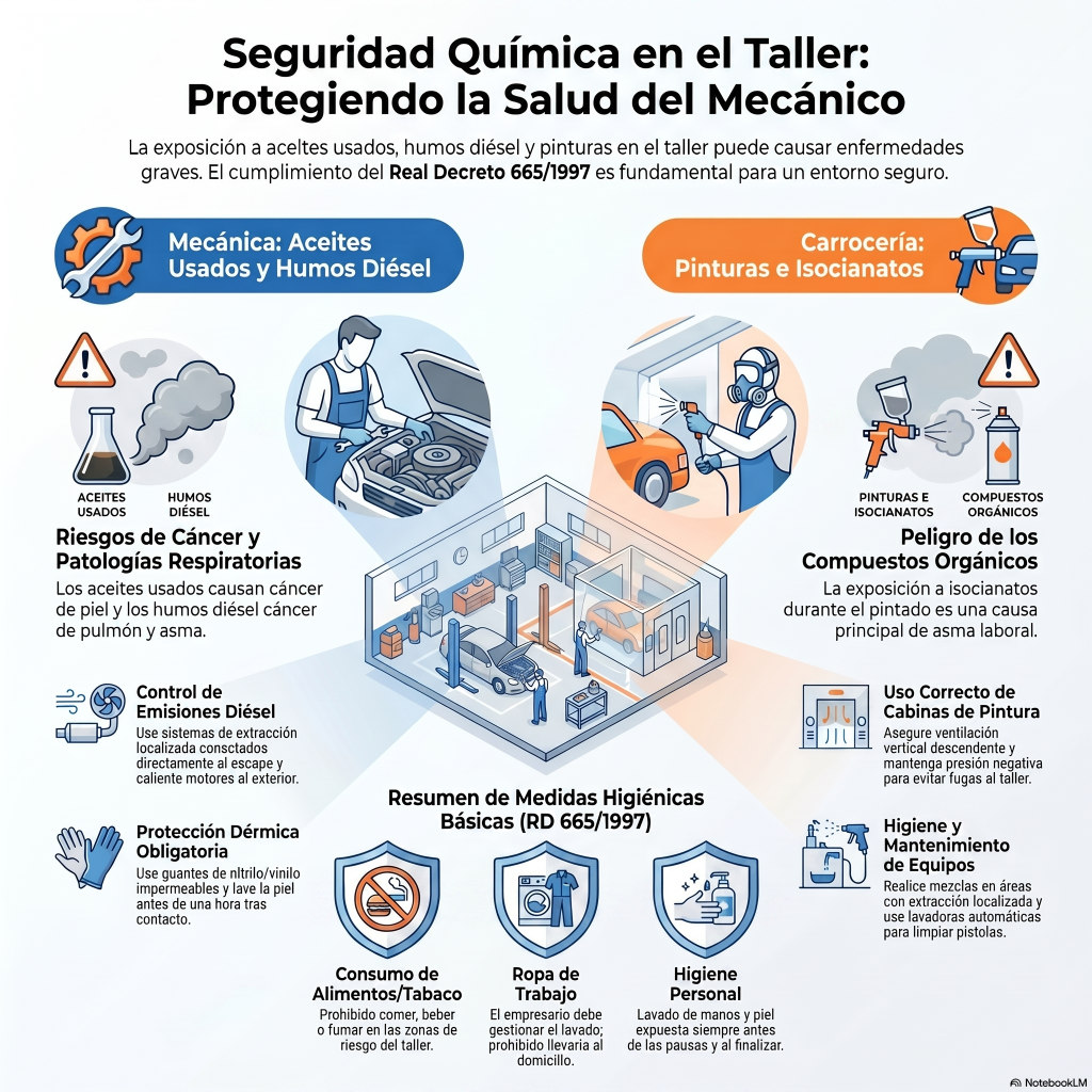 266. Higiene industrial en talleres de automoción: pinturas, gases de escape y aceites